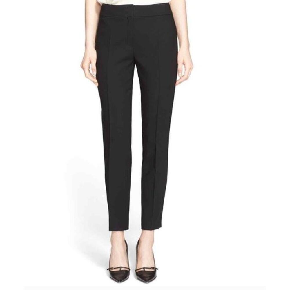 Escada Tina Wool Ankle High Rise Straight Leg Trouser Pants Olive Green 42 10